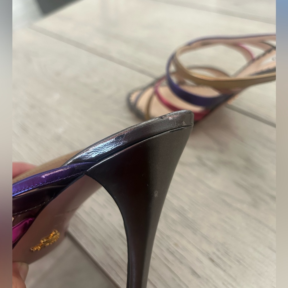 Prada Multicolor Leather Strappy Slide Sandals - Picture 4 of 7